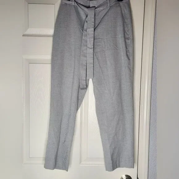 Banana Republic 6 CurvyAvery Gray HerringbonePrint Belted FullLength Women Pants - Picture 1 of 7